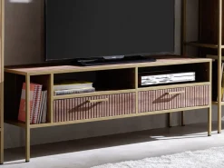 TV Board 160x57cm "Golden Line" braun & gold