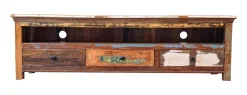 TV Board 170x50cm 'Hawkins' recyceltes Altholz mehrfarbig lackiert 3 Schubkästen