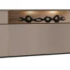TV Board 180x55cm 'Locarno II' Nussbaum massiv & MDF creme inkl.Beleuchtung