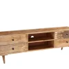 TV Board 180x50cm 'Lyn' Mangoholz mit schwarzen Ornamenten