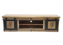 TV Board 180x50cm 'Mark' Mangoholz & Eisen schwarz