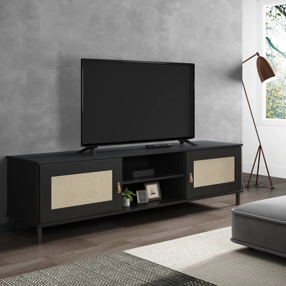 TV Board 158x47cm 'Seattle' Kiefer massiv schwarz