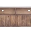 TV Board 220x55cm "Valencia"' Mango braun lackiert & Marmor weiss 4 kleine Türen