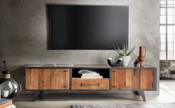 TV Board 180x50cm 'Waco' recyceltes Altholz & Metall