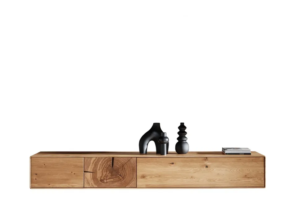 TV Board zum hängen 220cm "Belfast" Wildeiche massiv