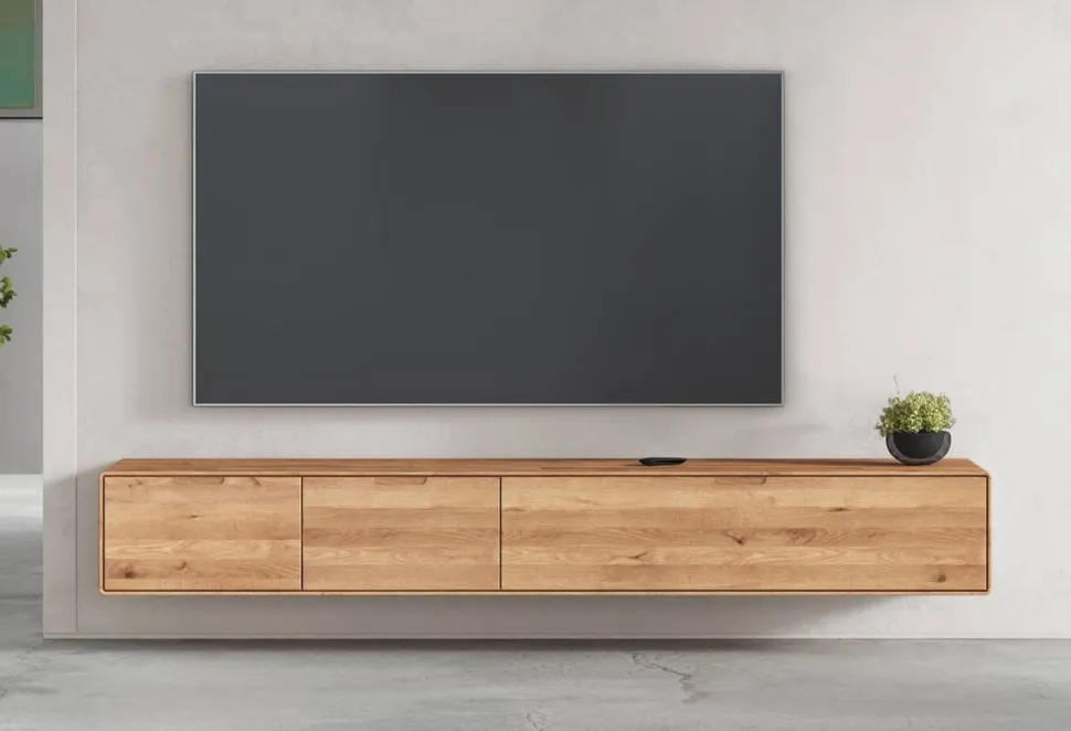 TV Board zum hängen 220cm "Kent" Wildeiche massiv