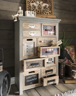 Unikat-Kommode 64x98cm 'Vintage' Mango vintage grau