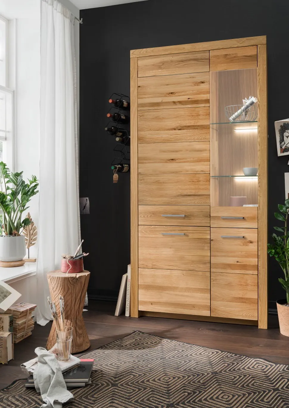 Vitrine Glas rechts 102x204cm "Dover" Wildeiche geölt WZ-0169