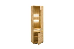 Vitrine inkl.Beleuchtung 60x205cm "Ohio" Wildeiche massiv