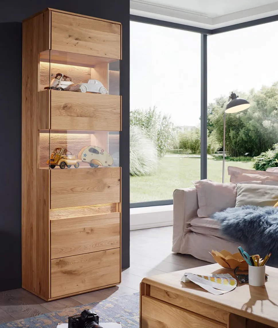 Vitrine links 63x207cm "Berlin" Wildeiche geölt WZ-0303