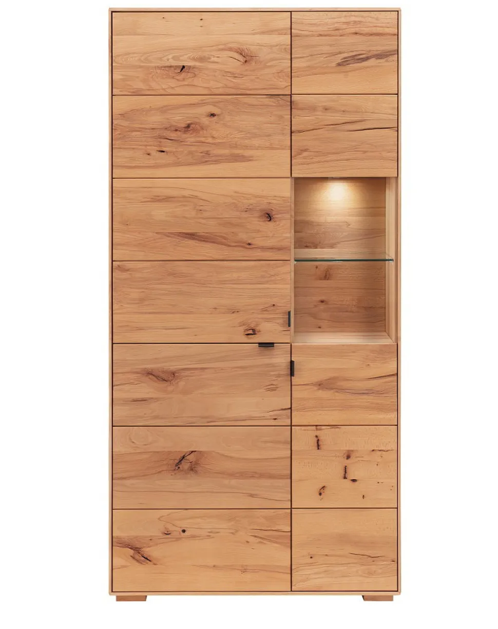 Vitrine mit Beleuchtung 96x195cm 'Montana' Kernbuche geölt