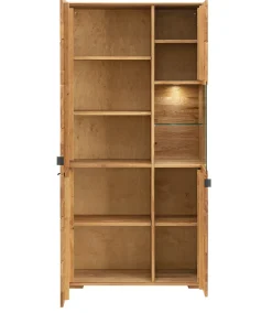Vitrine mit Beleuchtung 96x195cm 'Montana' Wildeiche geölt