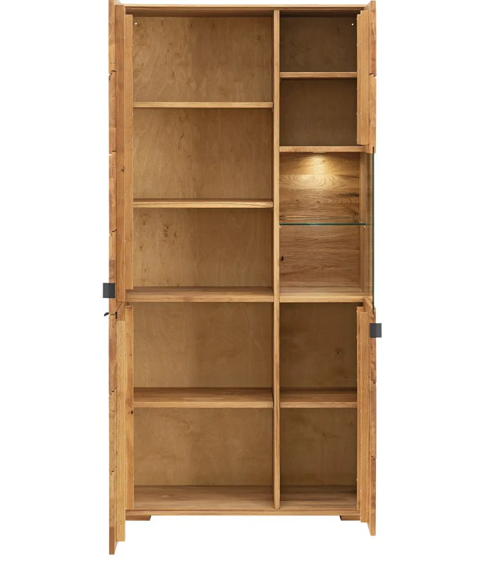 Vitrine mit Beleuchtung 96x195cm 'Montana' Wildeiche geölt