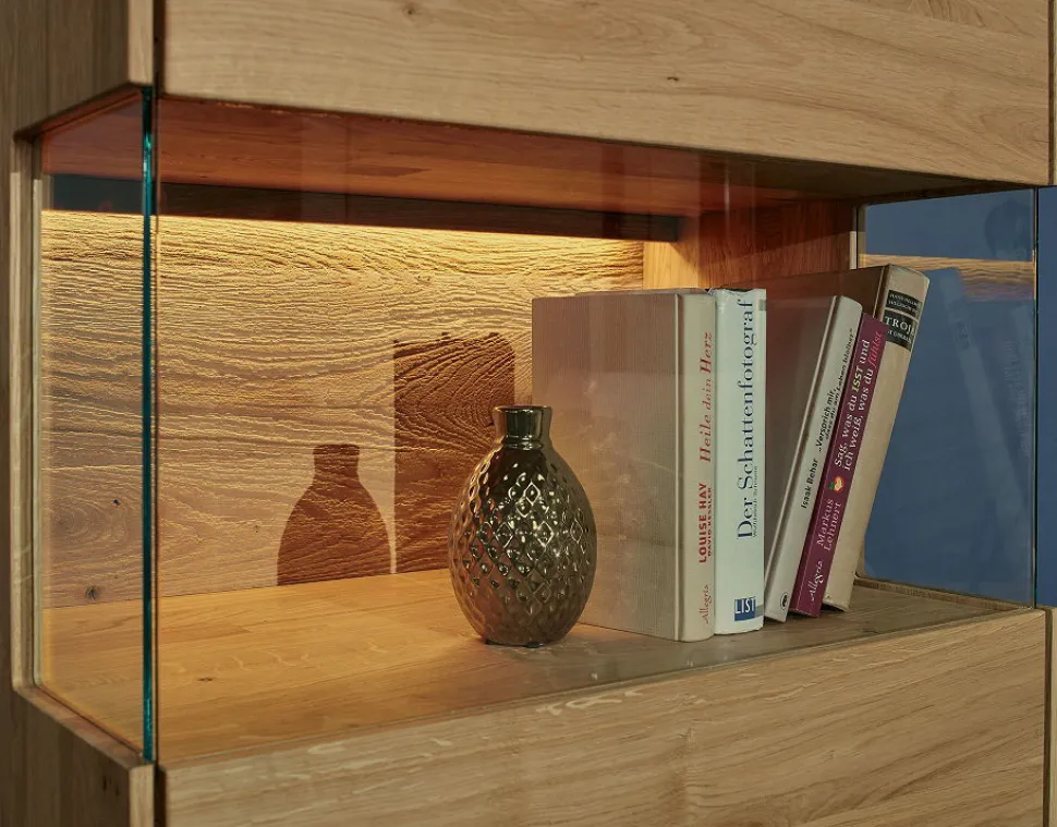 Vitrine rechts 63x207cm "Berlin" Wildeiche geölt WZ-0303