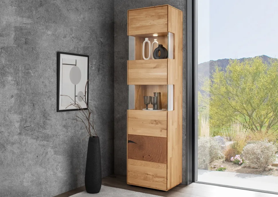 Vitrine 50x202cm "Belfast" Wildeiche massiv