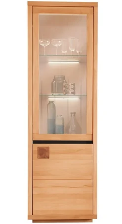 Vitrine 65x205cm "Bergamo" Kernbuche geölt WZ-0159