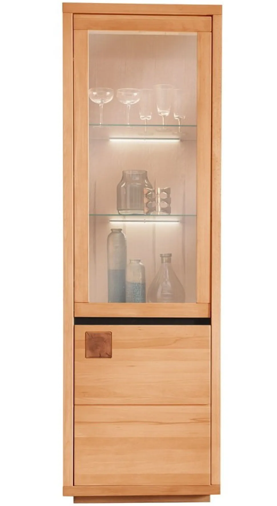 Vitrine 65x205cm "Bergamo" Kernbuche geölt WZ-0159