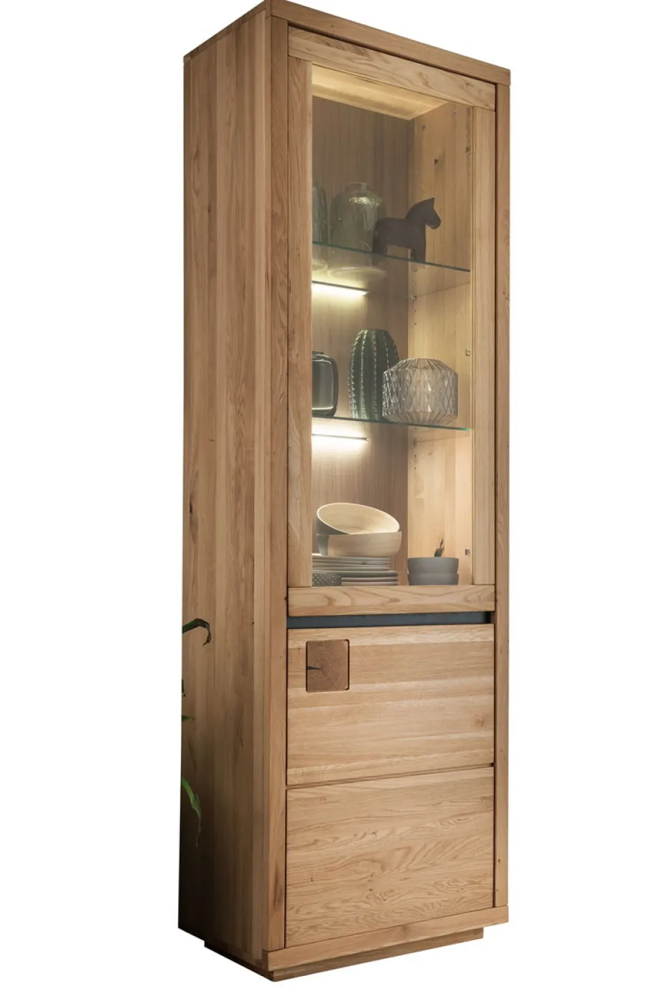 Vitrine 65x205cm "Bergamo" Wildeiche geölt WZ-0159