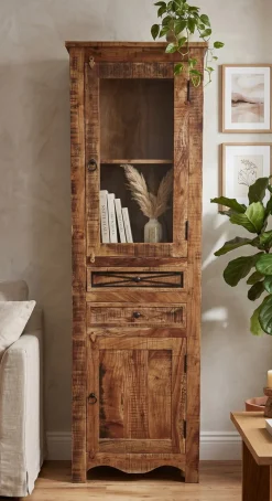 Vitrine 60x190cm "Cordoba"' Akazie massiv lackiert