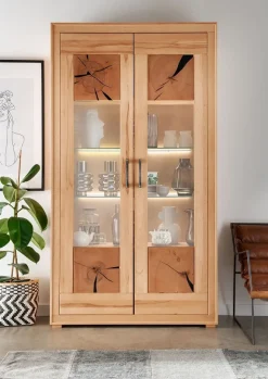 Vitrine 110x201cm 'Danzig' Kernbuche geölt