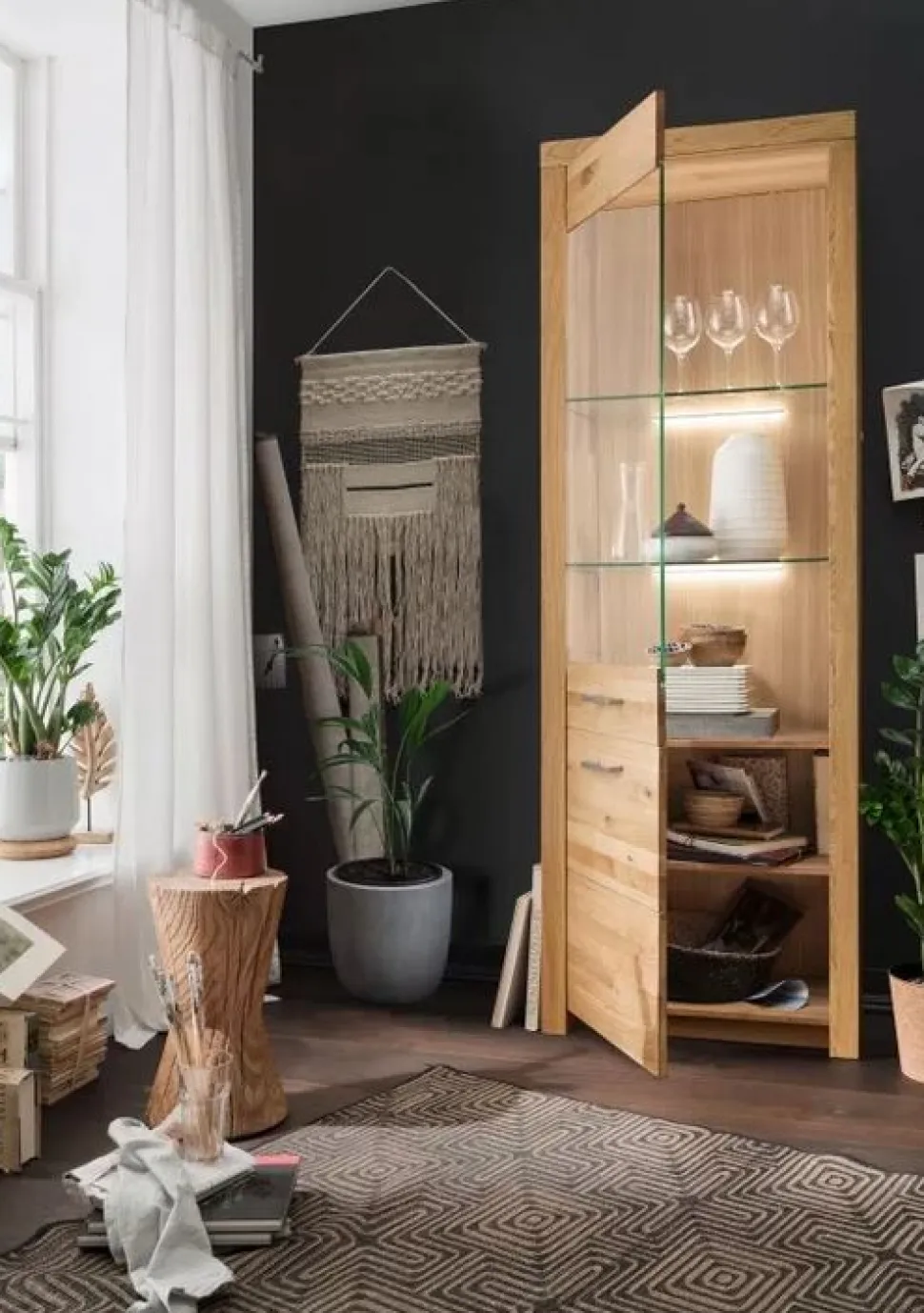 Vitrine 65x204cm "Dover" Wildeiche geölt WZ-0169