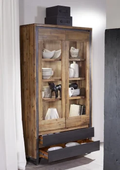 Vitrine 110x204cm 'Genua' Akazie gebürstet