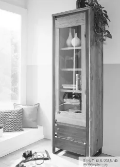 Vitrine 62x204cm 'Genua' Akazie gebürstet