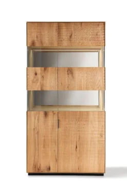 Vitrine 104x205cm 'Malaga ' Wildeiche verschiedene Variationen möglich Spiegel