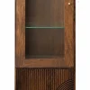 Vitrine 60x200cm 'Marvello' Mango braun & Metall goldfarbig Glastür
