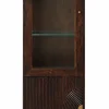 Vitrine 60x200cm 'Marvello' Mango mahagoni & Metall goldfarbig Glastür