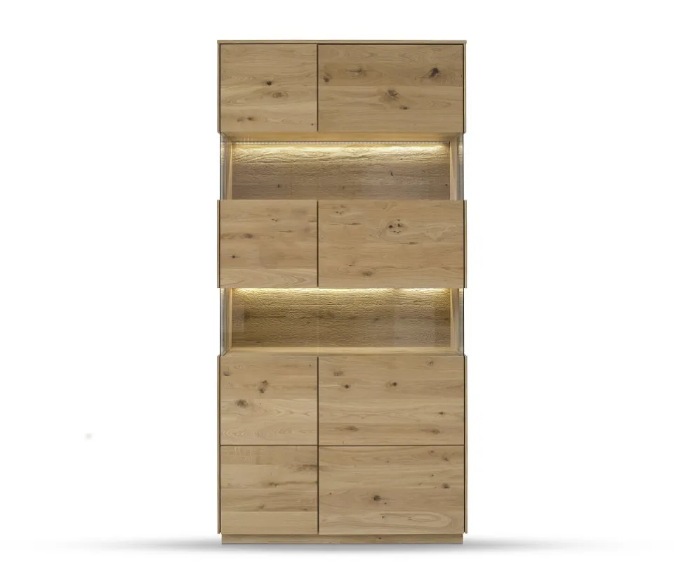 Vitrine 103x209cm 'München' Wildeiche geölt