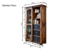 Vitrine 100x175cm 'Railroad' Mango Holz & Eisen