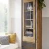 Vitrine 62x204cm 'Taipeh' Wildeiche & Metall gebürstet