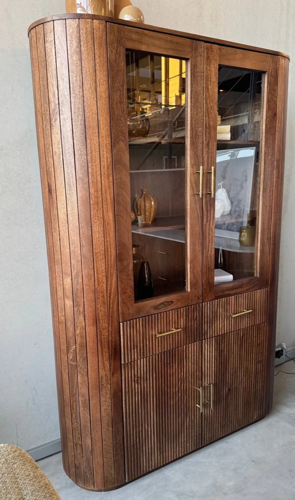 Vitrine 125x186cm "Valencia"' Mango braun lackiert
