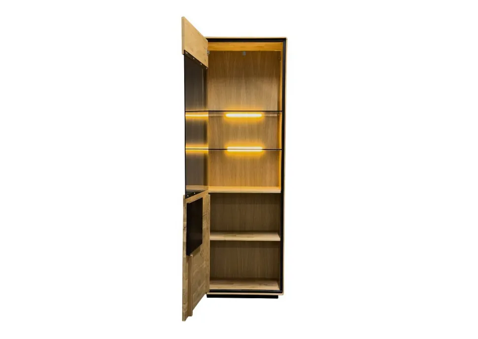 Vitrine 60x203cm "Zarah" Wildeiche geölt Rechtsanschlag