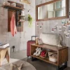Wandgarderobe 90cm 'Metro' Altholz & Eisen