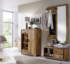 Wandgarderobe inkl.Beleuchtung 56x150cm 'Sadar' Akazie massiv