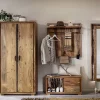 Wandgarderobe inkl.Beleuchtung 88x88cm 'Sadar' Akazie massiv