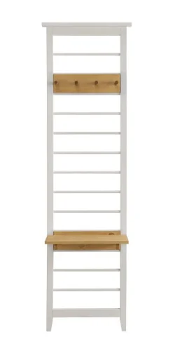 Wandgarderobe mit Haken und Ablage 'Jana' Kiefer weiß & laugenfarbig