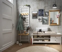 Wandgarderobe mit Haken und Ablage 'Jana' Kiefer weiß & laugenfarbig