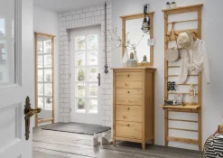 Wandgarderobe mit Haken und Ablage 'Jana' Kiefer laugenfarbig & weiß