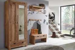 Wandgarderobe mit Spiegel 118x118cm 'Oxford' Sheesham massiv