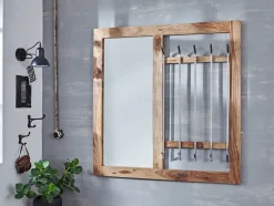 Wandgarderobe mit Spiegel 118x118cm 'Oxford' Sheesham massiv