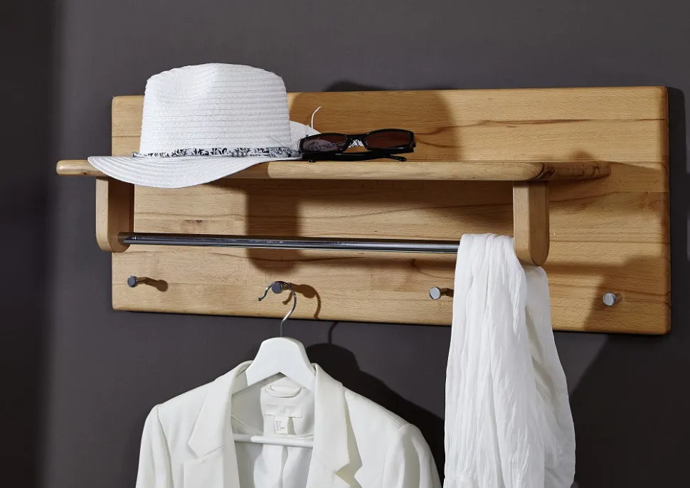 Wandgarderobe 81x30cm 'Bayreuth' Kernbuche massiv