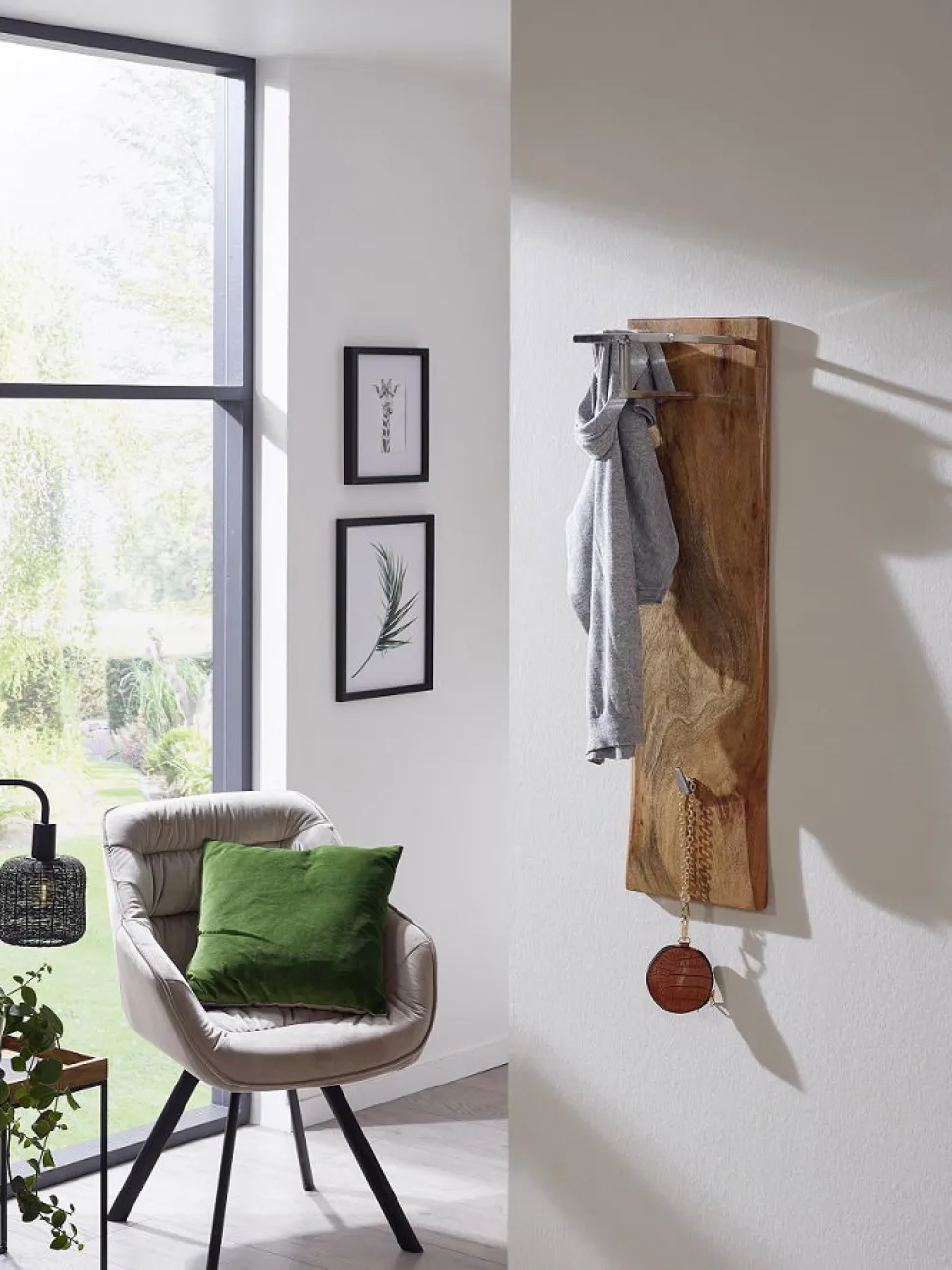 Wandgarderobe 25x85cm 'Forest' Akazie massiv