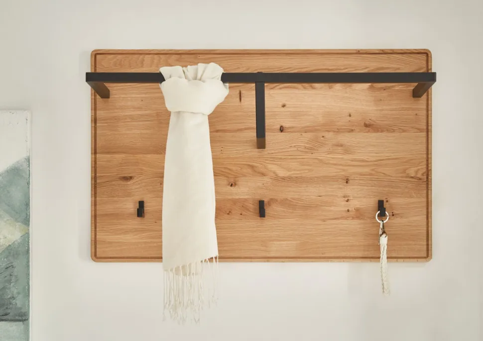 Wandgarderobe 80x50cm "Kent" Wildeiche massiv