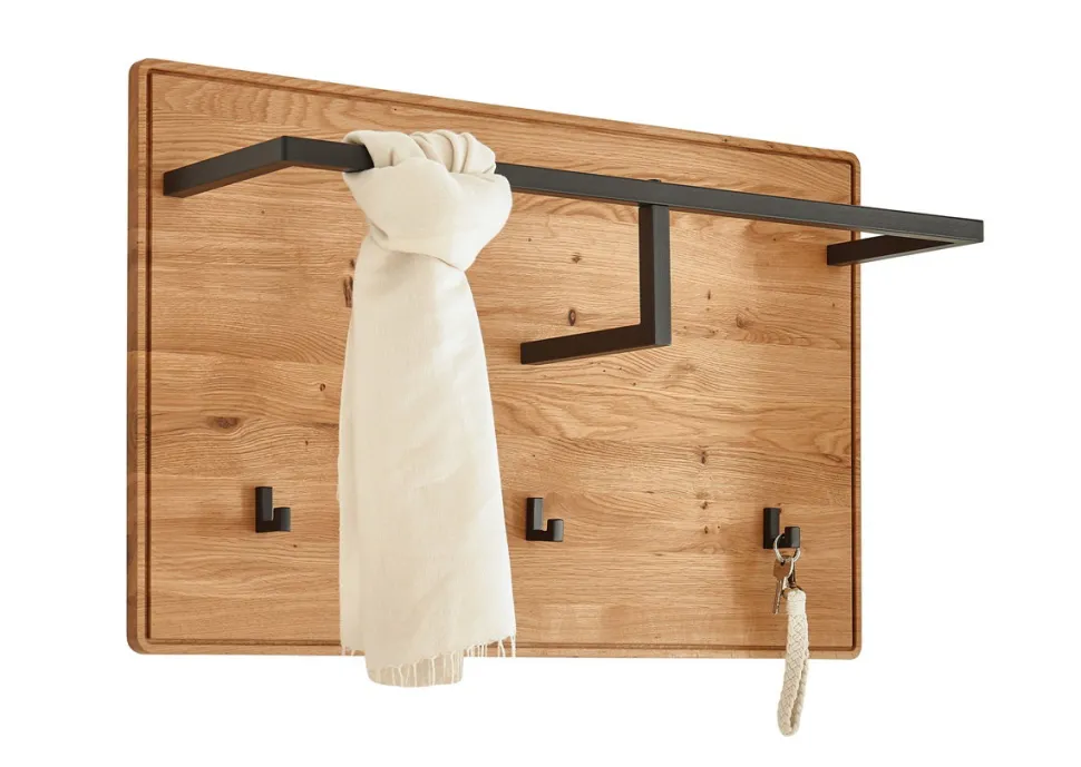Wandgarderobe 80x50cm "Kent" Wildeiche massiv