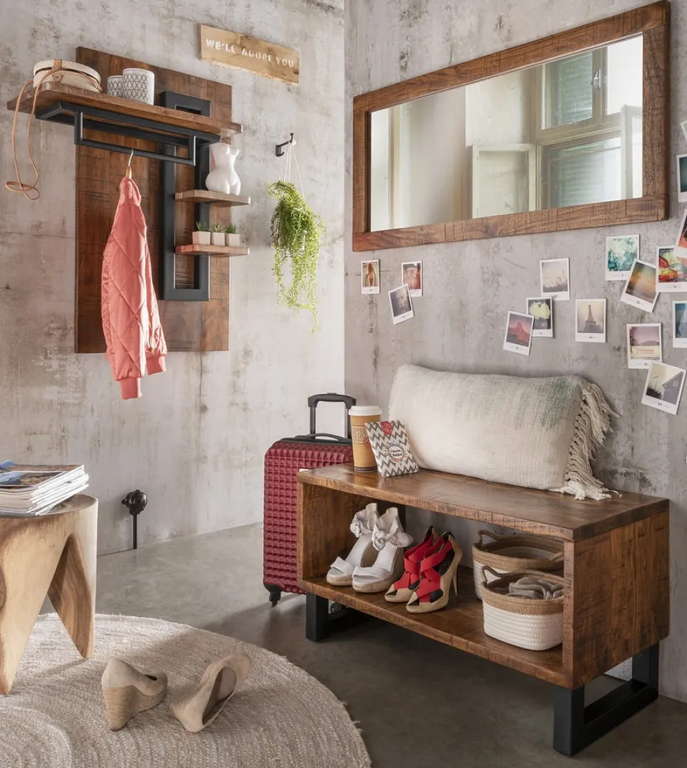 Wandgarderobe 50x200cm 'Metro' Altholz & Eisen