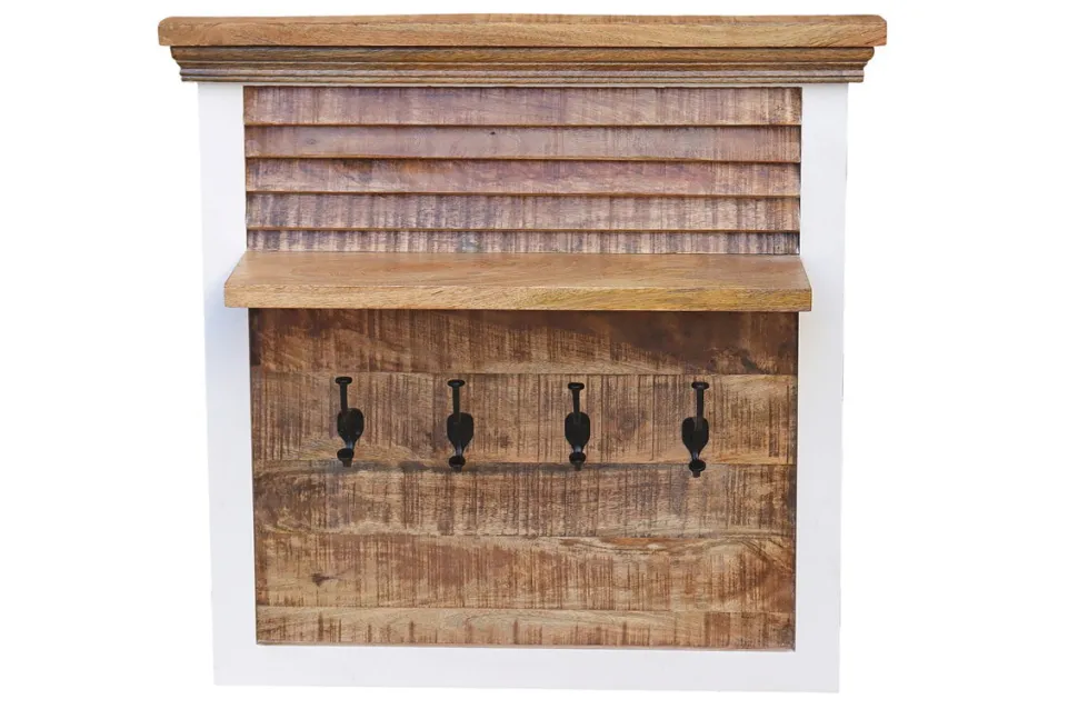 Wandgarderobe 80x80cm 'Nizza' Mango weiß natur