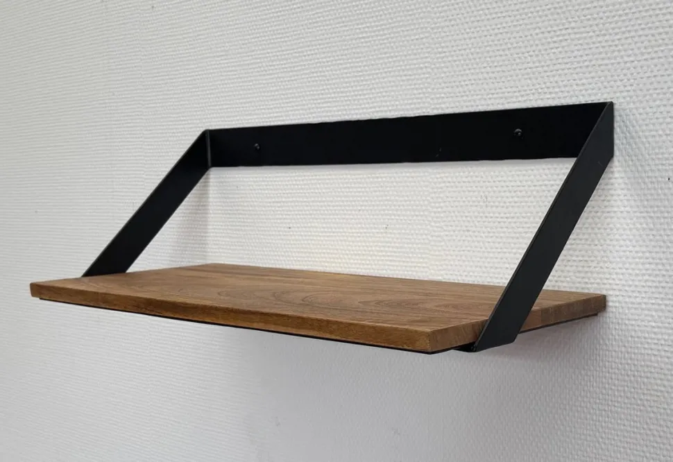 Wandregal 80cm "Bari" Mangoholz & Eisen schwarz